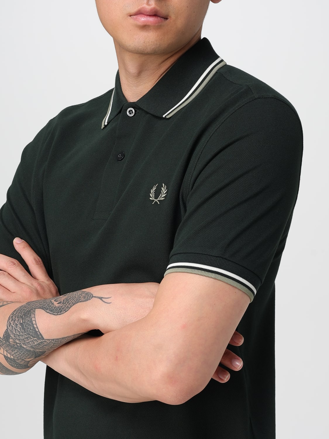 FRED PERRY POLO SHIRT: T-shirt men Fred Perry, Forest Green - Img 3