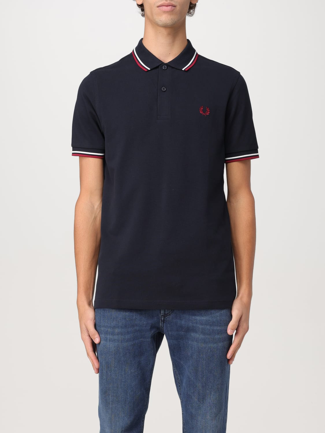 FRED PERRY POLO: Polo Fred Perry in piquet di cotone , Blue 1 - Img 1