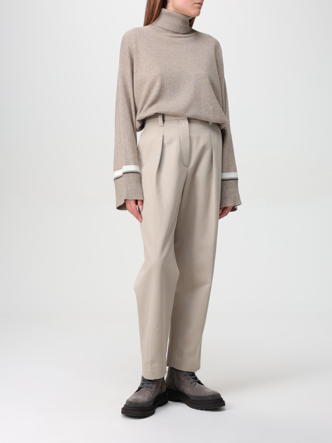 BRUNELLO CUCINELLI PANTS: Pants woman Brunello Cucinelli, Beige - Img 2