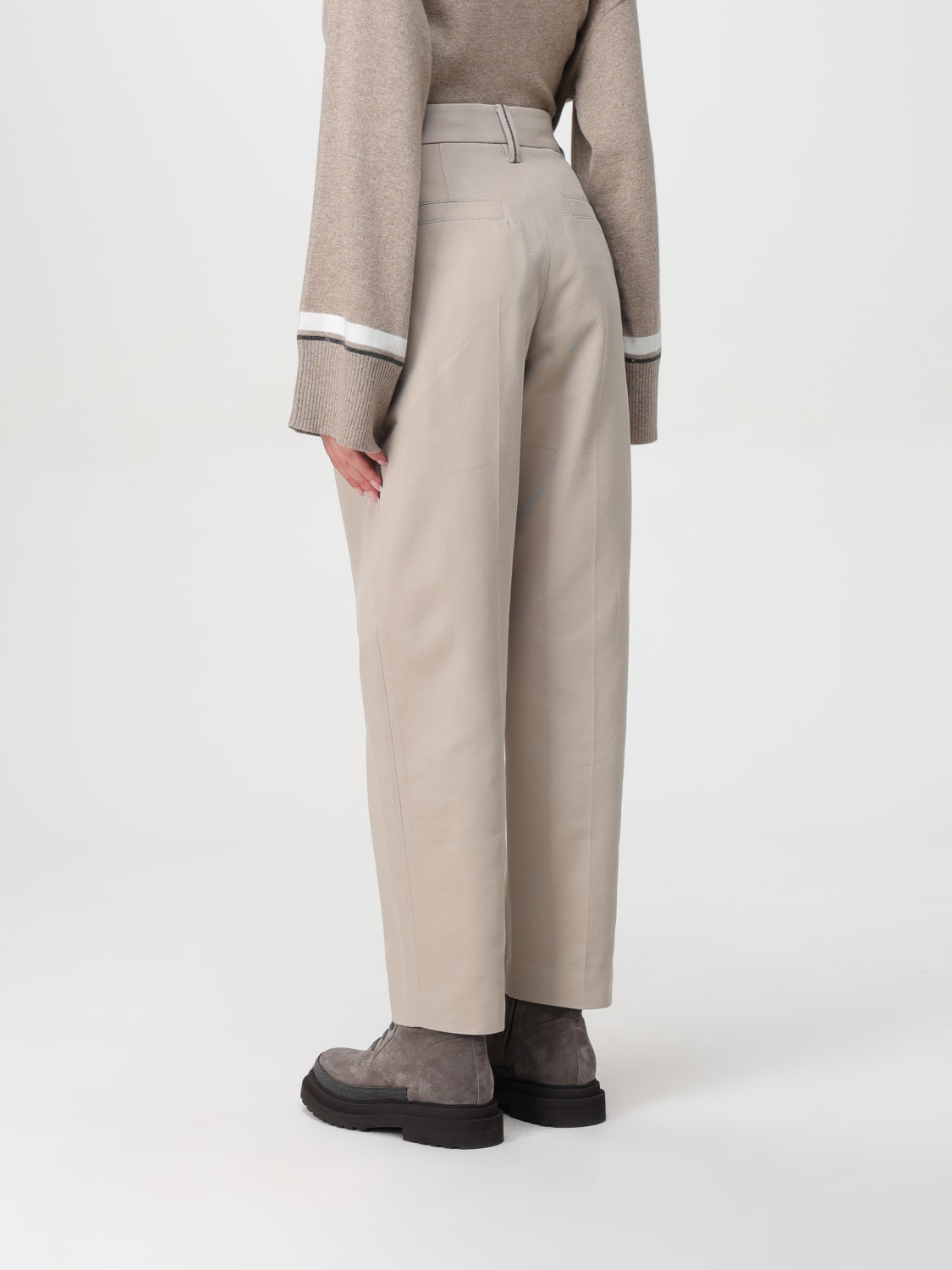 BRUNELLO CUCINELLI PANTS: Pants woman Brunello Cucinelli, Beige - Img 3