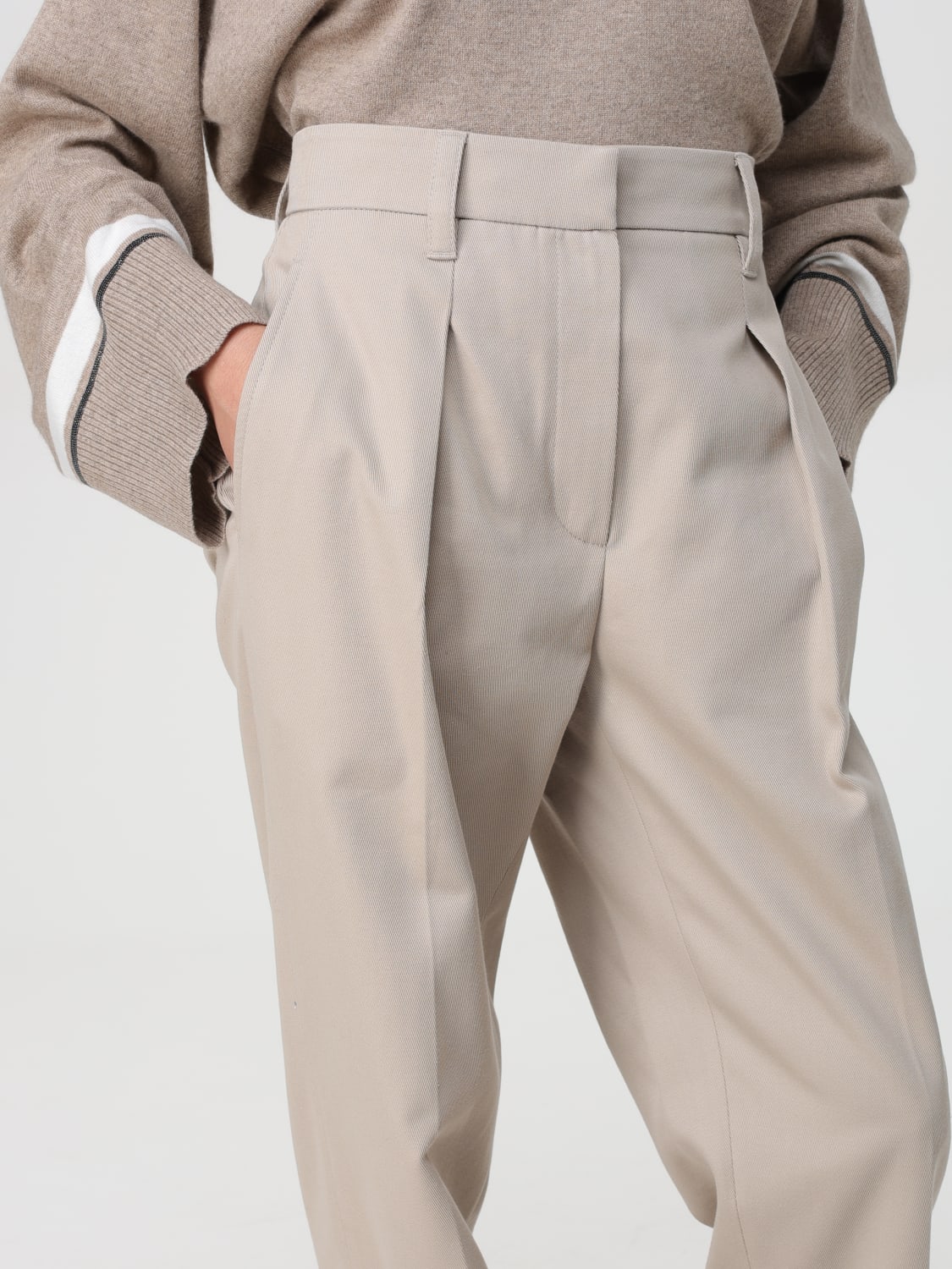 BRUNELLO CUCINELLI PANTS: Pants woman Brunello Cucinelli, Beige - Img 5