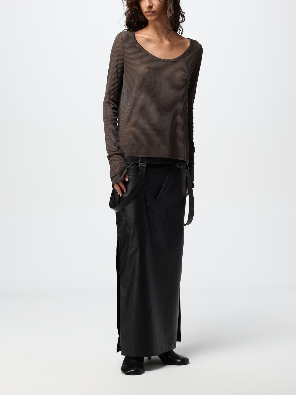 LEMAIRE MAGLIA: Maglia in misto seta Lemaire, Marrone - Img 2