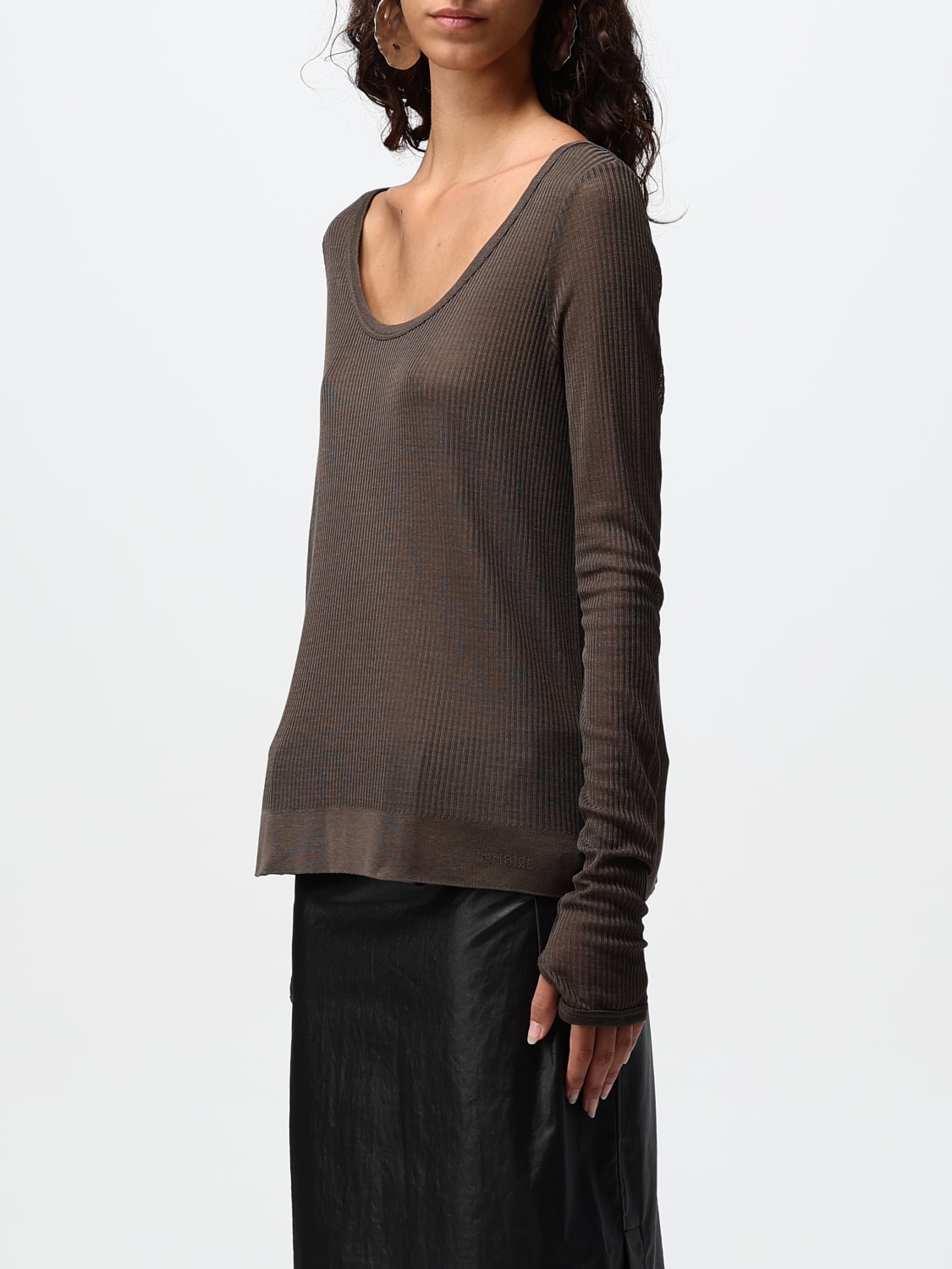 LEMAIRE MAGLIA: Maglia in misto seta Lemaire, Marrone - Img 4