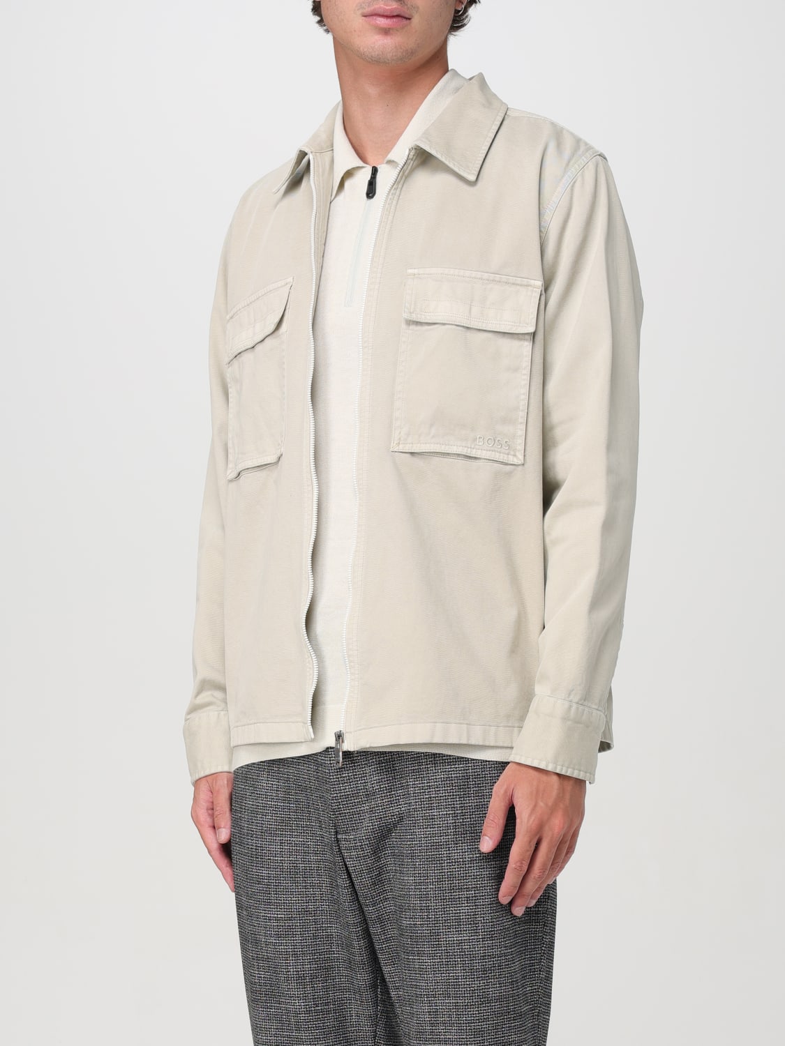 BOSS GIACCA: Giacca-camicia Boss in cotone, Beige - Img 4