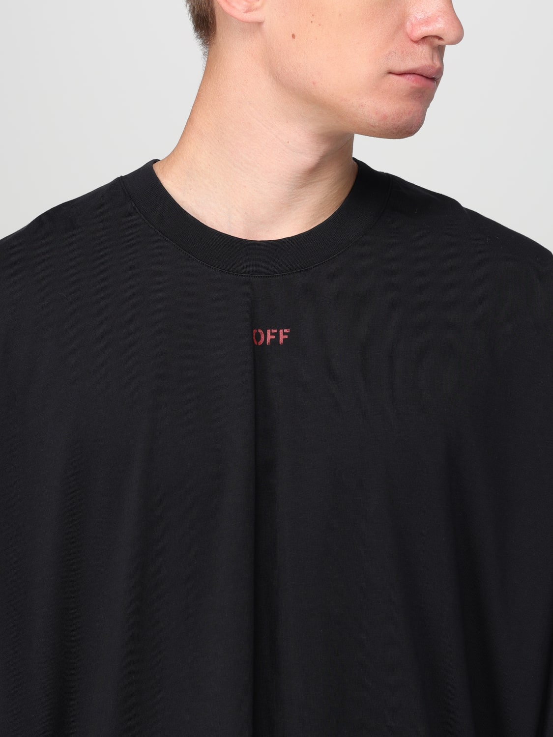 OFF-WHITE SWEATER: Off-white long-sleeve cotton t-shirt with print and logo, Black - Img 5