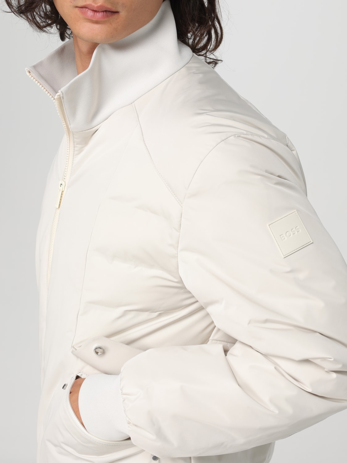 BOSS GIACCA: Piumino con zip Boss idrorepellente, Panna - Img 4