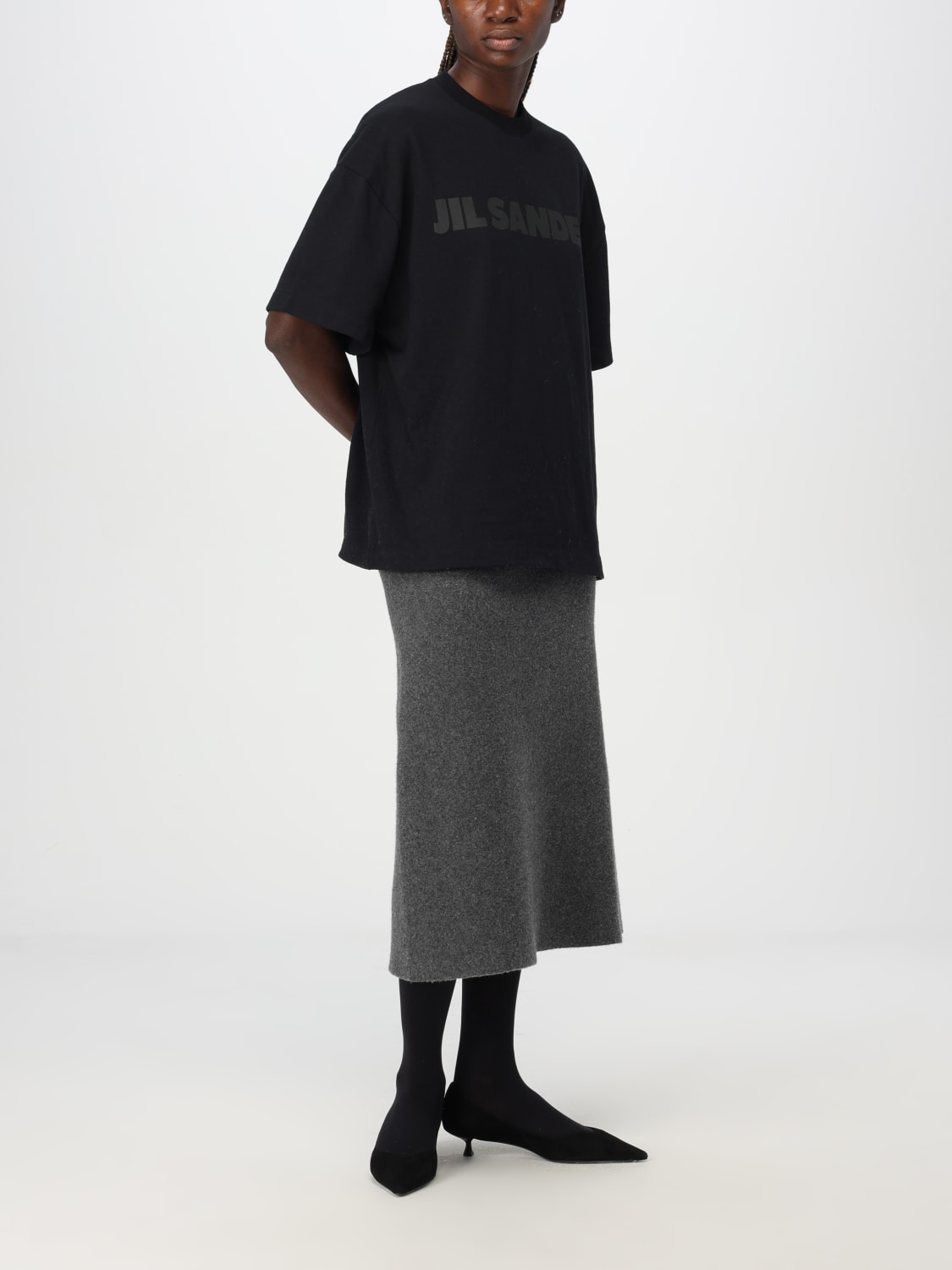 Tシャツ・カットソー JIL SANDER Women Tunic Tops J03GC0137J20243001 Black Logo T-Shirt Woman | Jil Sander Official Online Store