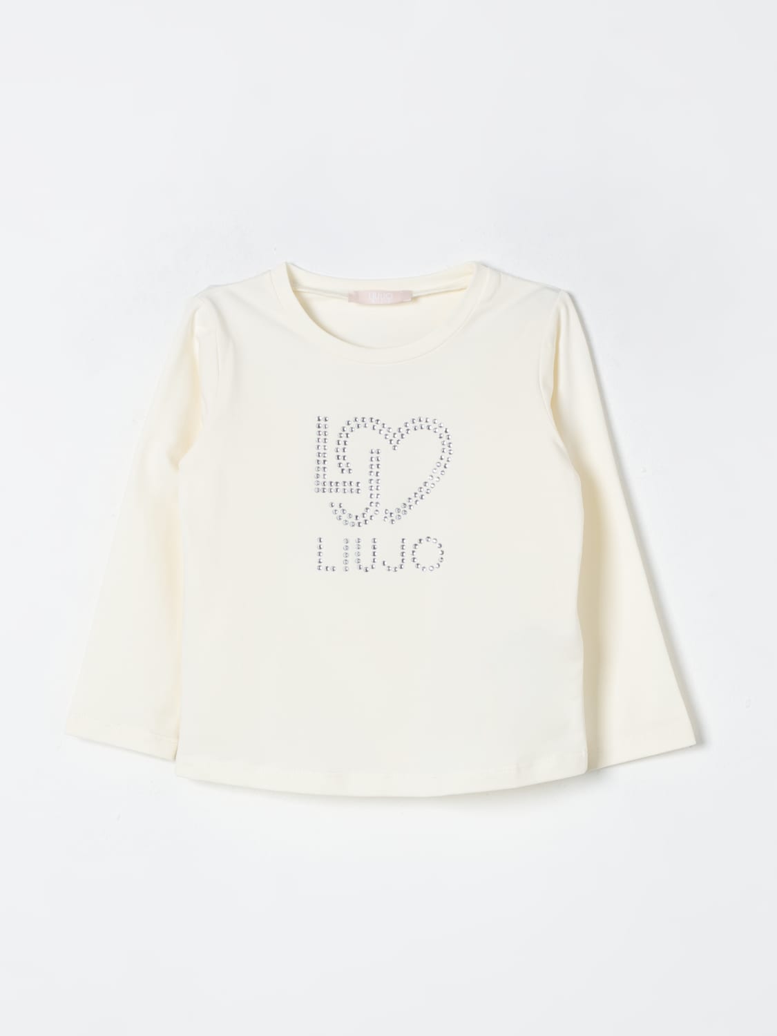 LIU JO T-SHIRT: T-shirt Liu Jo in cotone con logo di strass, Bianco - Img 1