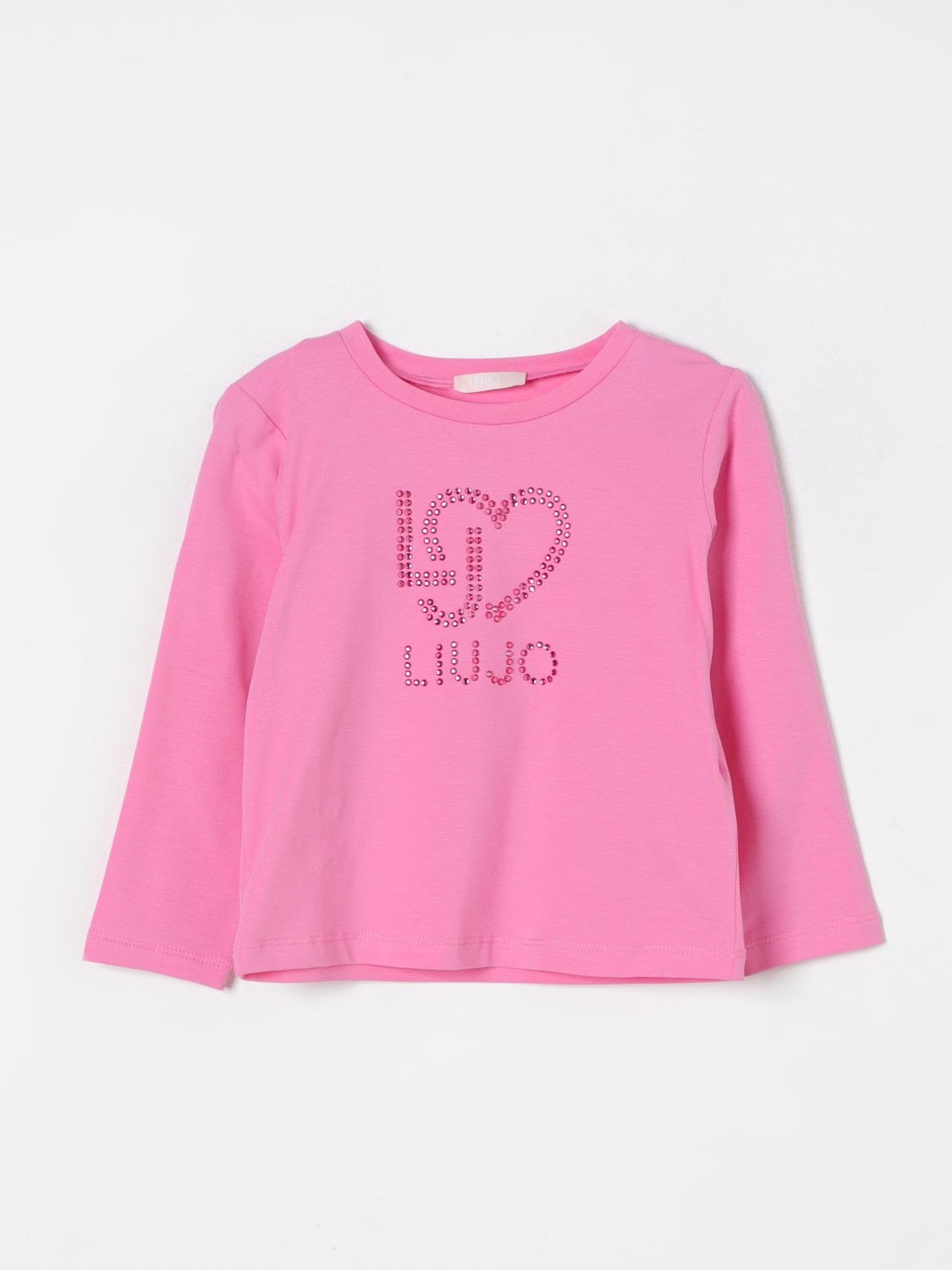 LIU JO T-SHIRT: T-shirt Liu Jo in cotone con logo di strass, Rosa - Img 1