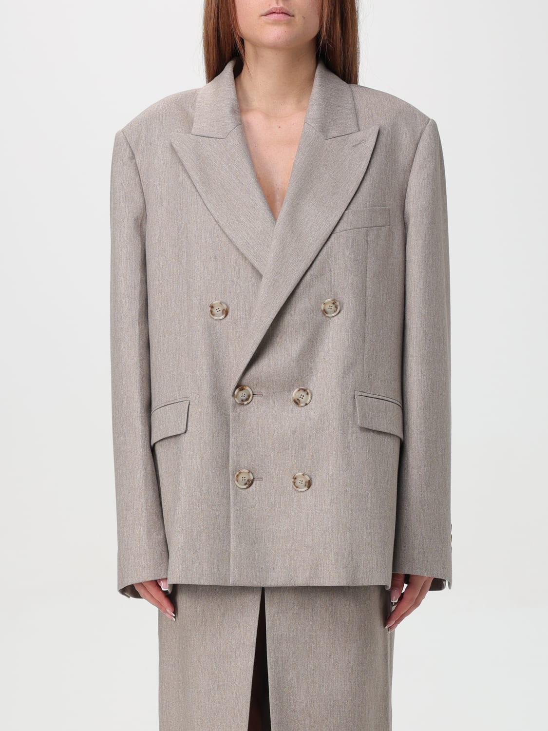 THE ANDAMANE GIACCA: Blazer a doppiopetto Andamane in misto lana vergine , Beige - Img 1