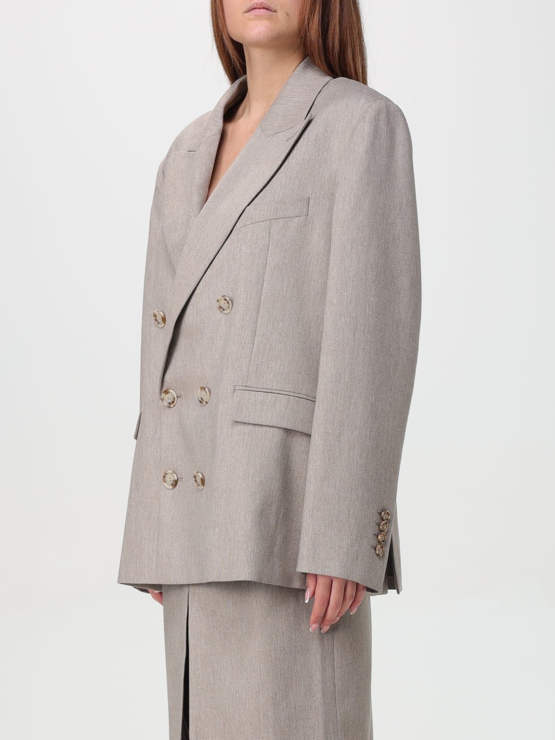THE ANDAMANE GIACCA: Blazer a doppiopetto Andamane in misto lana vergine , Beige - Img 4