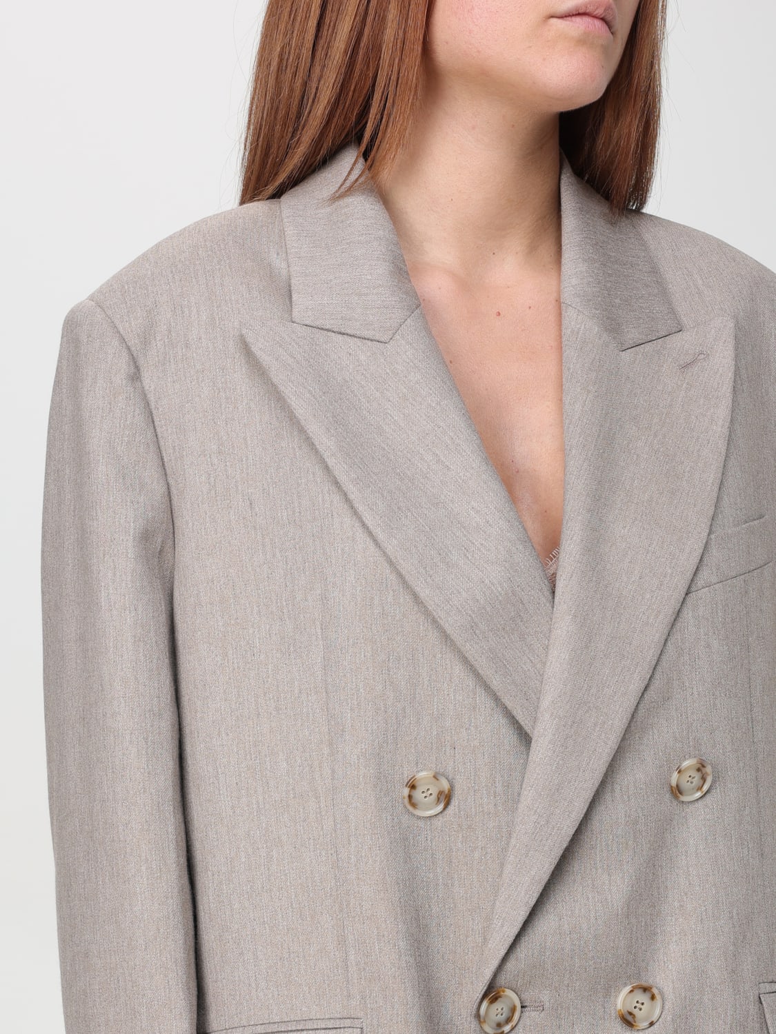 THE ANDAMANE GIACCA: Blazer a doppiopetto Andamane in misto lana vergine , Beige - Img 5