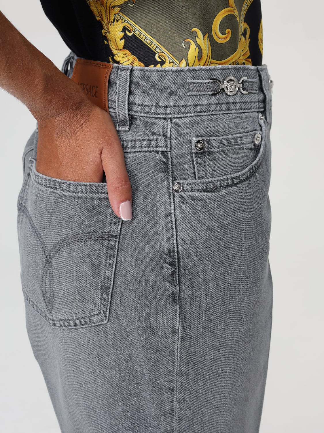VERSACE JEANS: Jeans woman Versace, Grey - Img 5