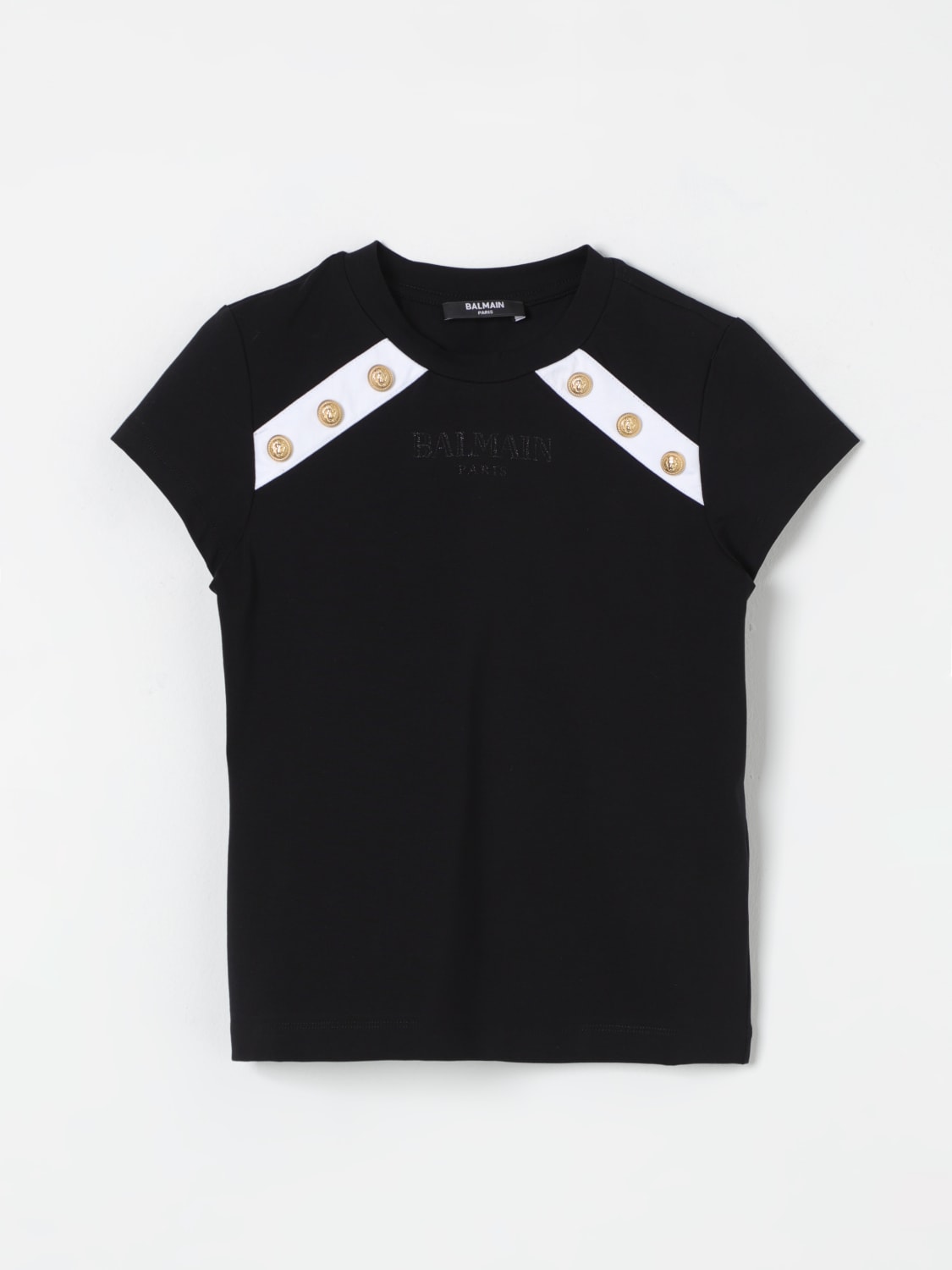 BALMAIN T-SHIRT: T-shirt in cotone con logo Balmain, Nero - Img 1