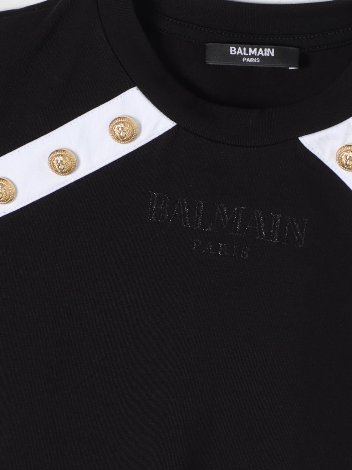 BALMAIN T-SHIRT: T-shirt in cotone con logo Balmain, Nero - Img 3