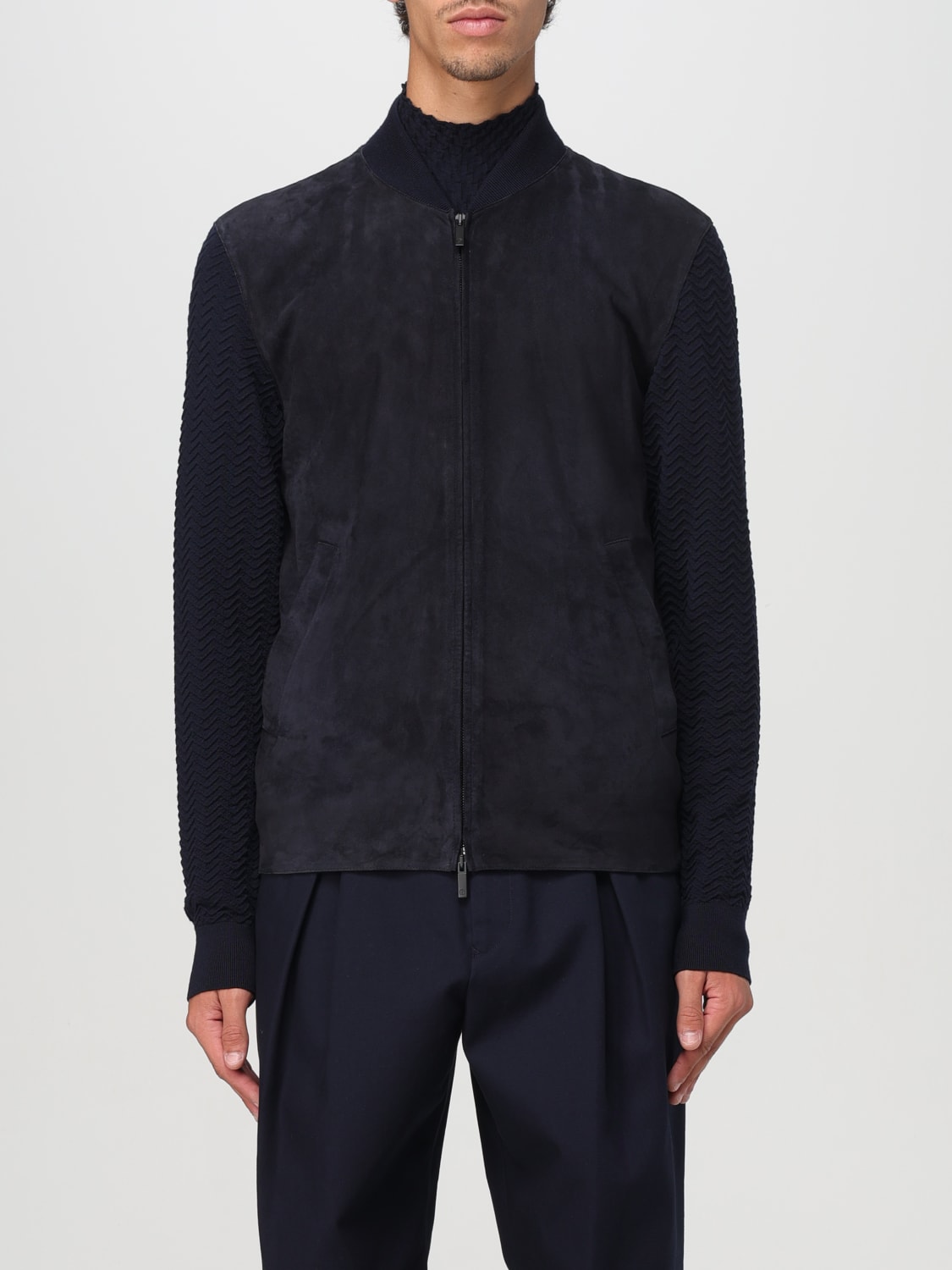 Giglio Giacca Giorgio Armani in pelle scamosciata e maglia