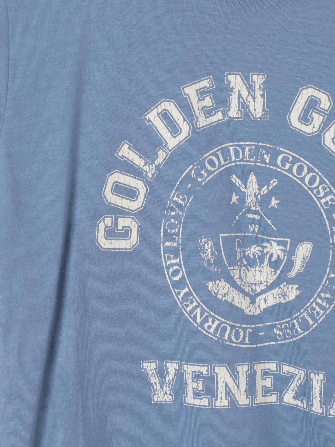 GOLDEN GOOSE T-SHIRT: T-shirt con logo Golden Goose, Azzurro - Img 3