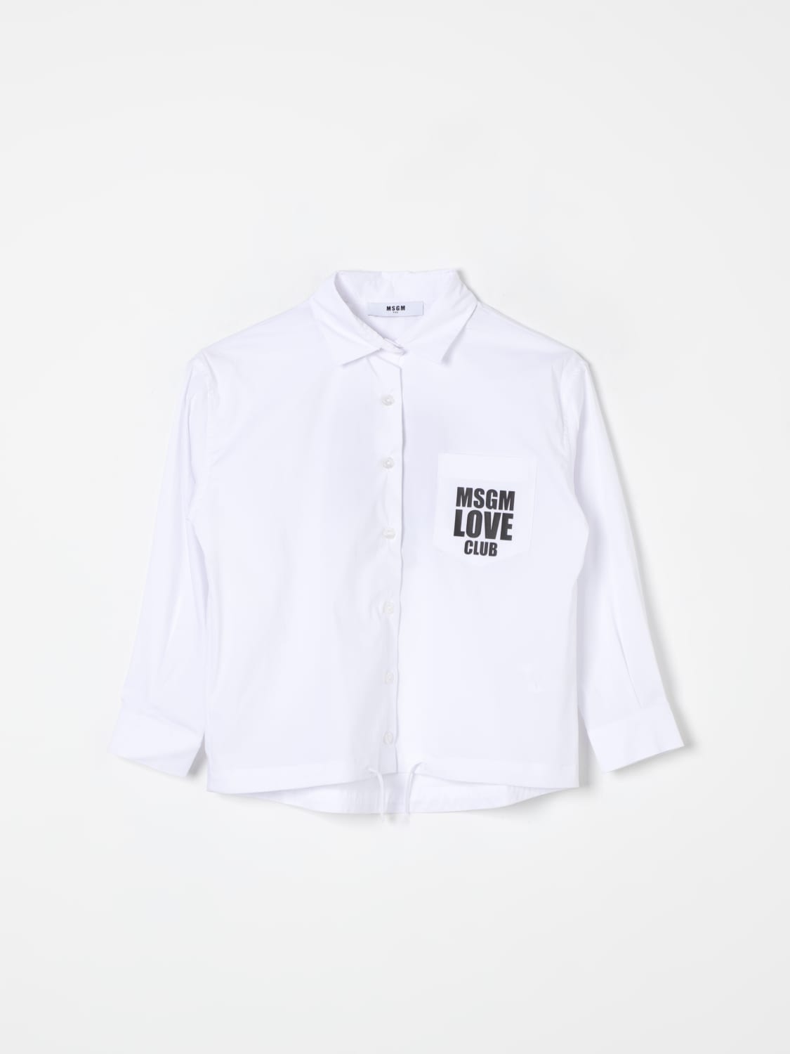 MSGM KIDS SHIRT: MSGM Kids shirt with back logo, White - Img 1