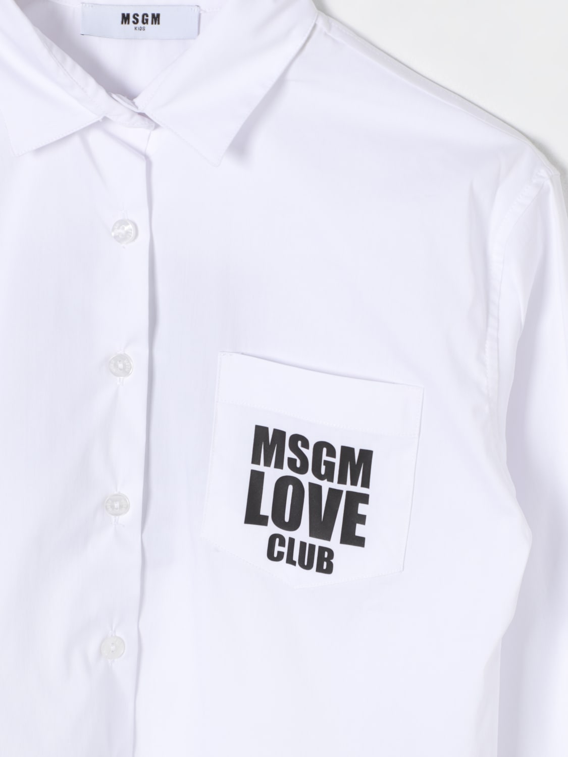 MSGM KIDS SHIRT: MSGM Kids shirt with back logo, White - Img 3