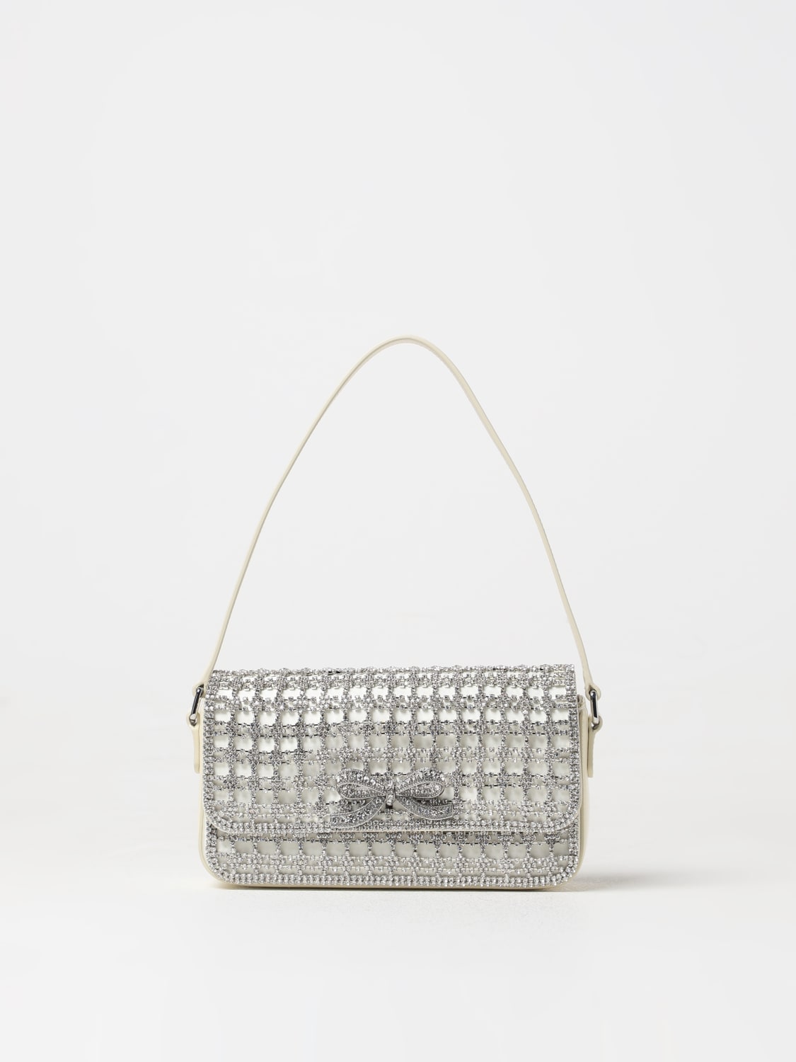 Giglio Borsa Self-Portrait in pelle spazzolata con strass incastonati in maglia