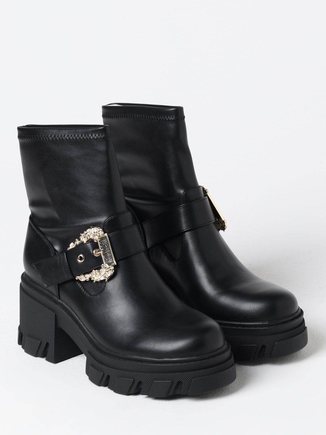 VERSACE JEANS COUTURE FLAT ANKLE BOOTS: Flat ankle boots woman Versace Jeans Couture, Black - Img 2