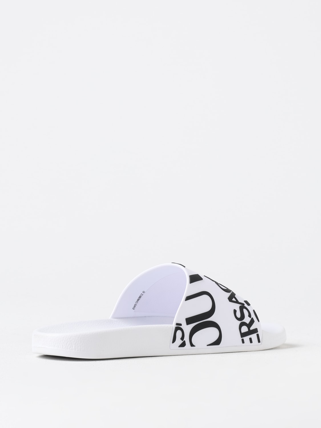 VERSACE JEANS COUTURE SANDALI: Sliders Versace Jeans Couture in gomma con logo , Bianco - Img 3