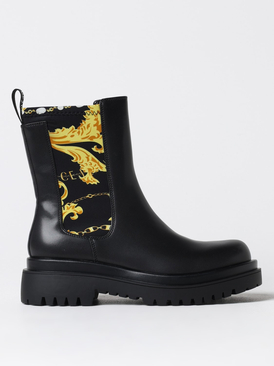 VERSACE JEANS COUTURE FLAT ANKLE BOOTS: Flat ankle boots woman Versace Jeans Couture, Black - Img 1