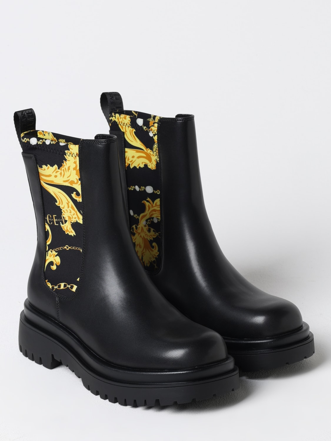 VERSACE JEANS COUTURE FLAT ANKLE BOOTS: Flat ankle boots woman Versace Jeans Couture, Black - Img 2