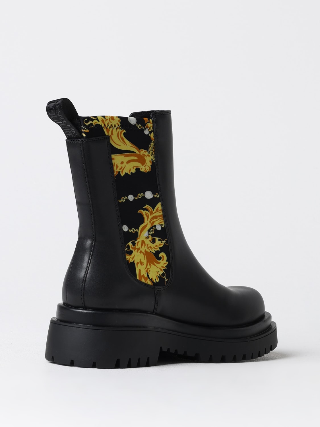 VERSACE JEANS COUTURE FLAT ANKLE BOOTS: Flat ankle boots woman Versace Jeans Couture, Black - Img 3