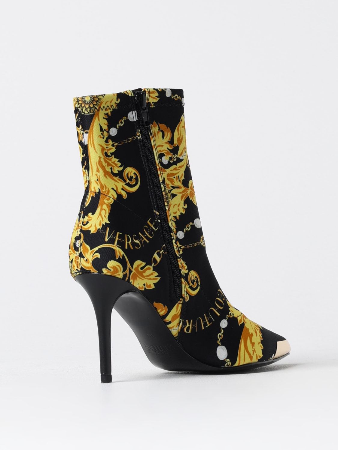 VERSACE JEANS COUTURE BOOTS: Flat ankle boots woman Versace Jeans Couture, Black - Img 3