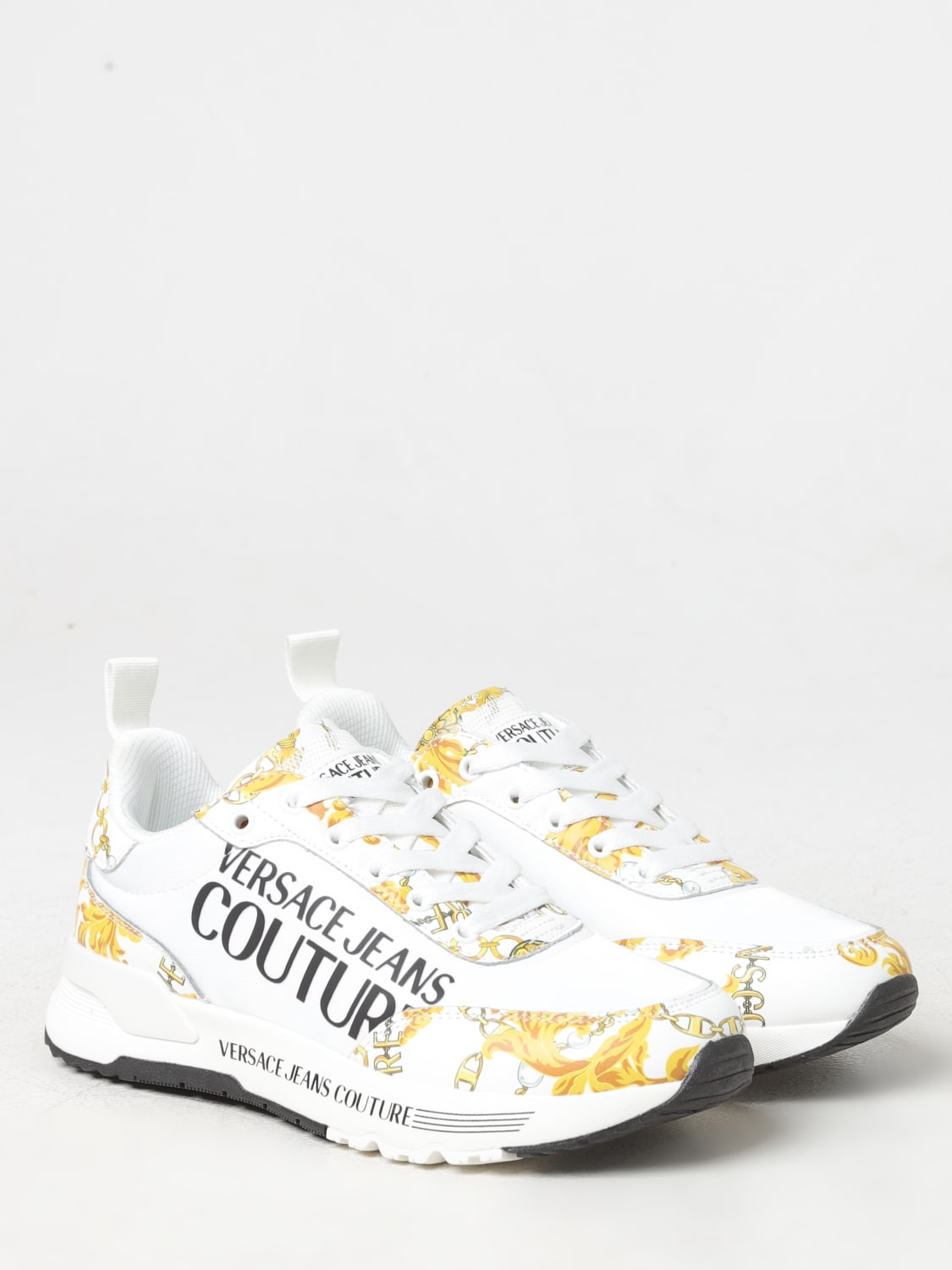 VERSACE JEANS COUTURE SNEAKERS: Sneakers Baroque Versace Jeans Couture in pelle sintetica e nylon , Bianco - Img 2