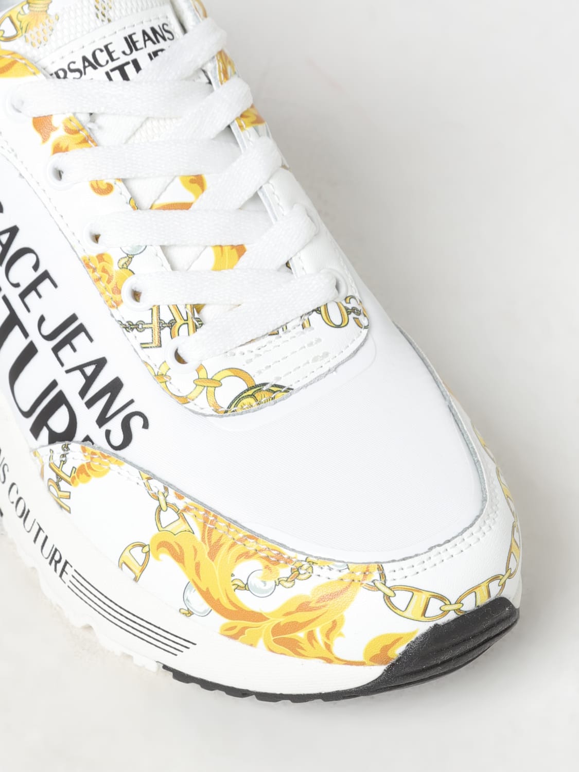 VERSACE JEANS COUTURE SNEAKERS: Sneakers Baroque Versace Jeans Couture in pelle sintetica e nylon , Bianco - Img 4