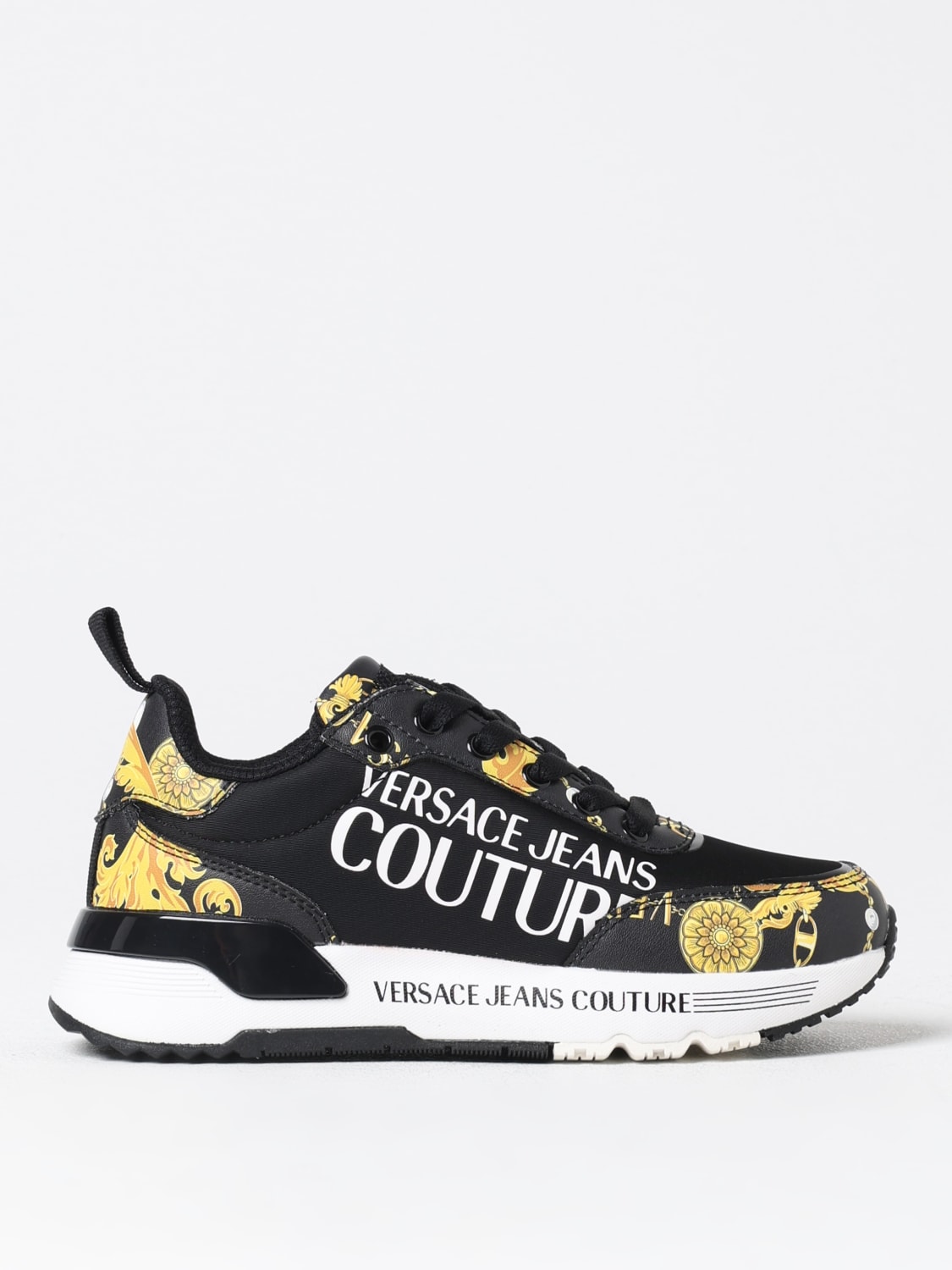 VERSACE JEANS COUTURE SNEAKERS: Sneakers Baroque Versace Jeans Couture in pelle sintetica e nylon , Nero - Img 1