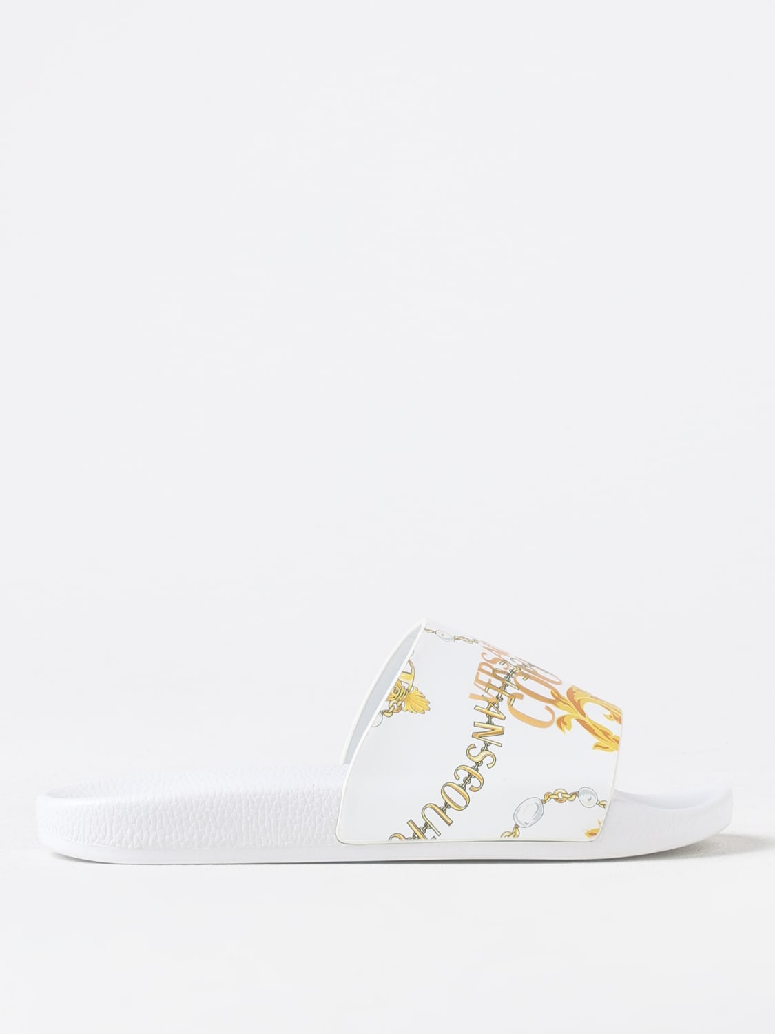 VERSACE JEANS COUTURE FLAT SANDALS: Flat sandals woman Versace Jeans Couture, White - Img 1