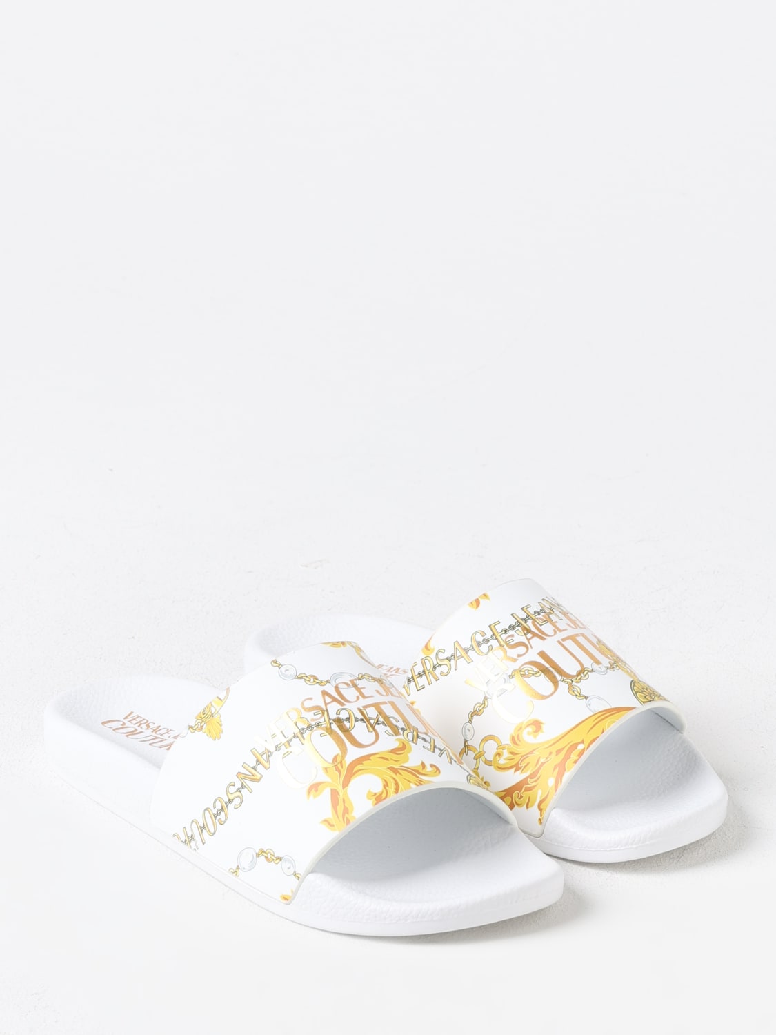 VERSACE JEANS COUTURE FLAT SANDALS: Flat sandals woman Versace Jeans Couture, White - Img 2