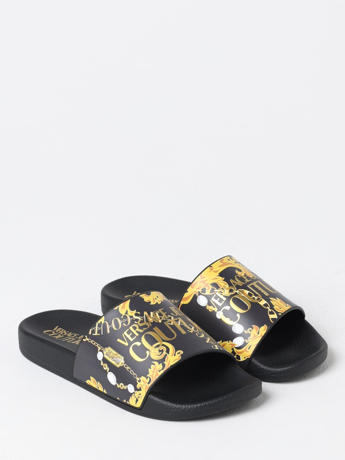 VERSACE JEANS COUTURE FLAT SANDALS: Flat sandals woman Versace Jeans Couture, Black - Img 2