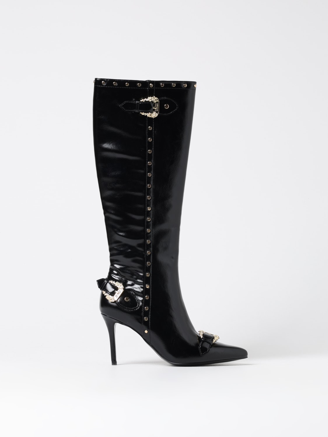 VERSACE JEANS COUTURE FLAT ANKLE BOOTS: Flat ankle boots woman Versace Jeans Couture, Black - Img 1