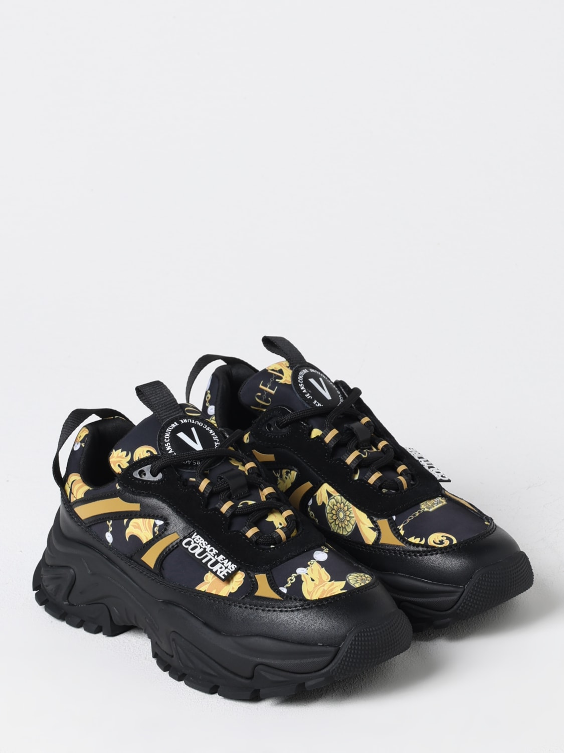 VERSACE JEANS COUTURE SNEAKERS: Sneakers Baroque Versace Jeans Couture in pelle sintetica , Nero - Img 2