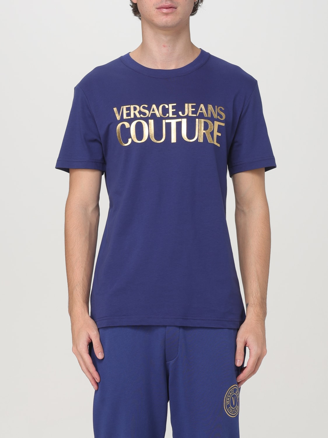 VERSACE JEANS COUTURE T-SHIRT: T-shirt con logo Versace Jeans Couture, Blue - Img 1
