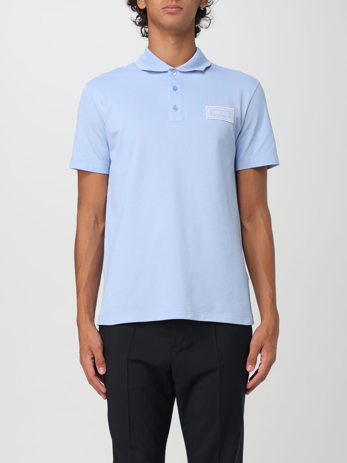 VERSACE POLO SHIRT: Polo shirt men Versace, Blue - Img 1