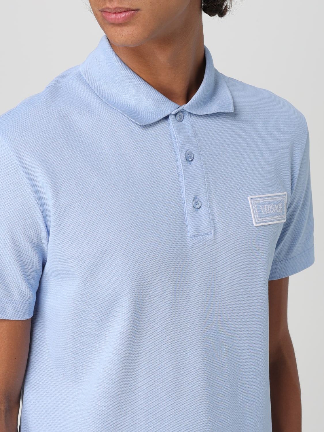 VERSACE POLO SHIRT: Polo shirt men Versace, Blue - Img 4