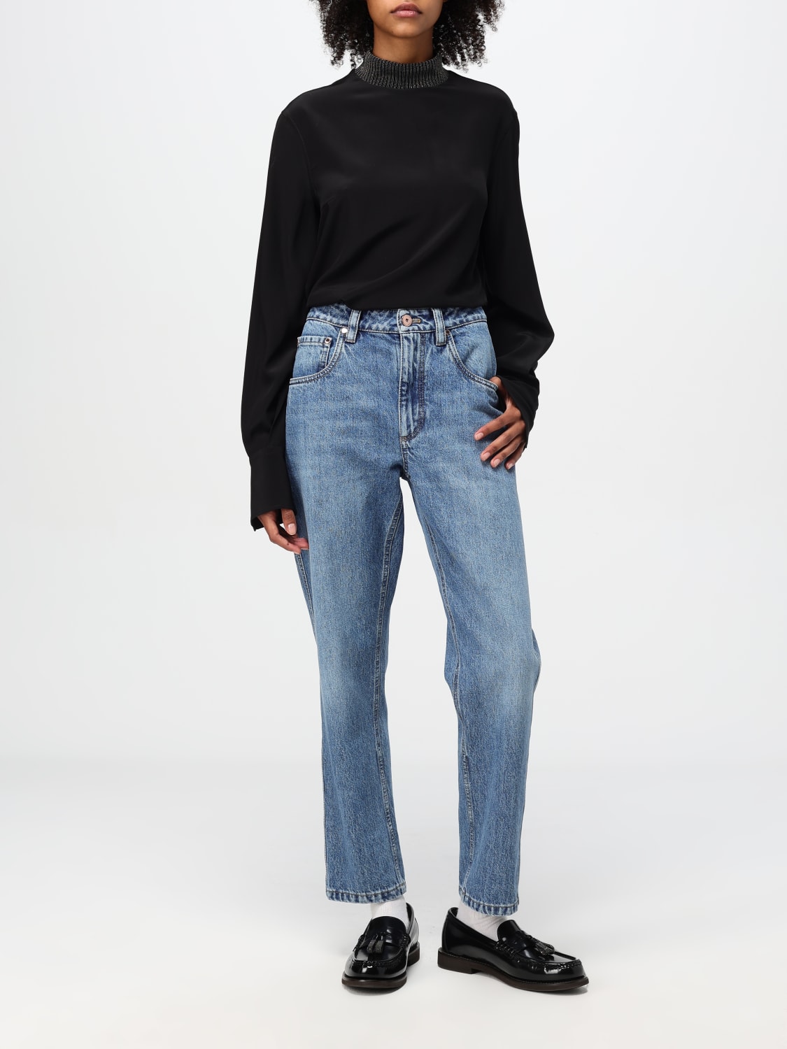 デニム・ジーパン BRUNELLO CUCINELLI Straight leg jeans (MP095P5847 C9044) BRUNELLO CUCINELLI: Jeans woman - Denim | Brunello Cucinelli