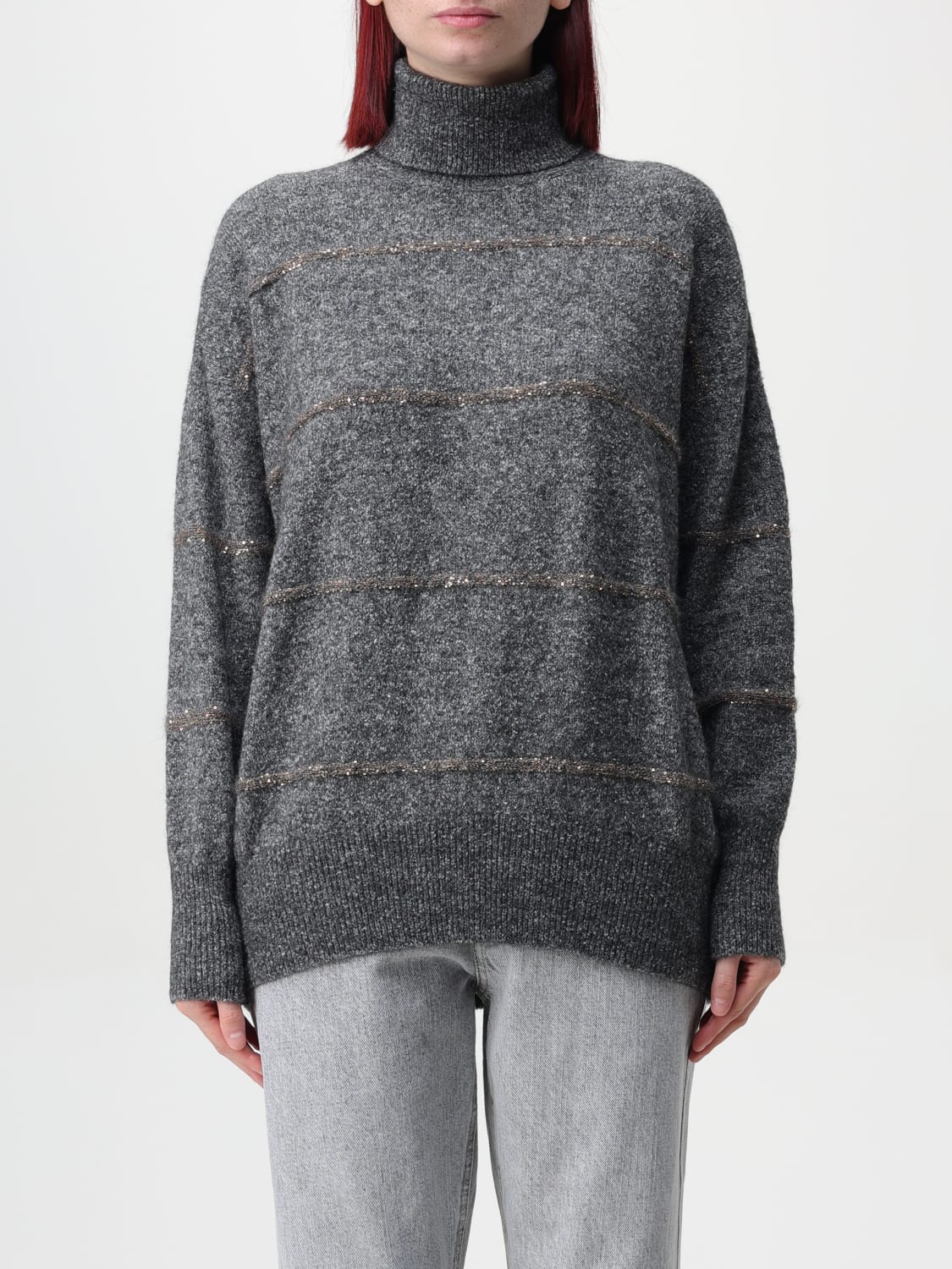 Giglio Pullover Brunello Cucinelli in misto lana con monile nickel-free