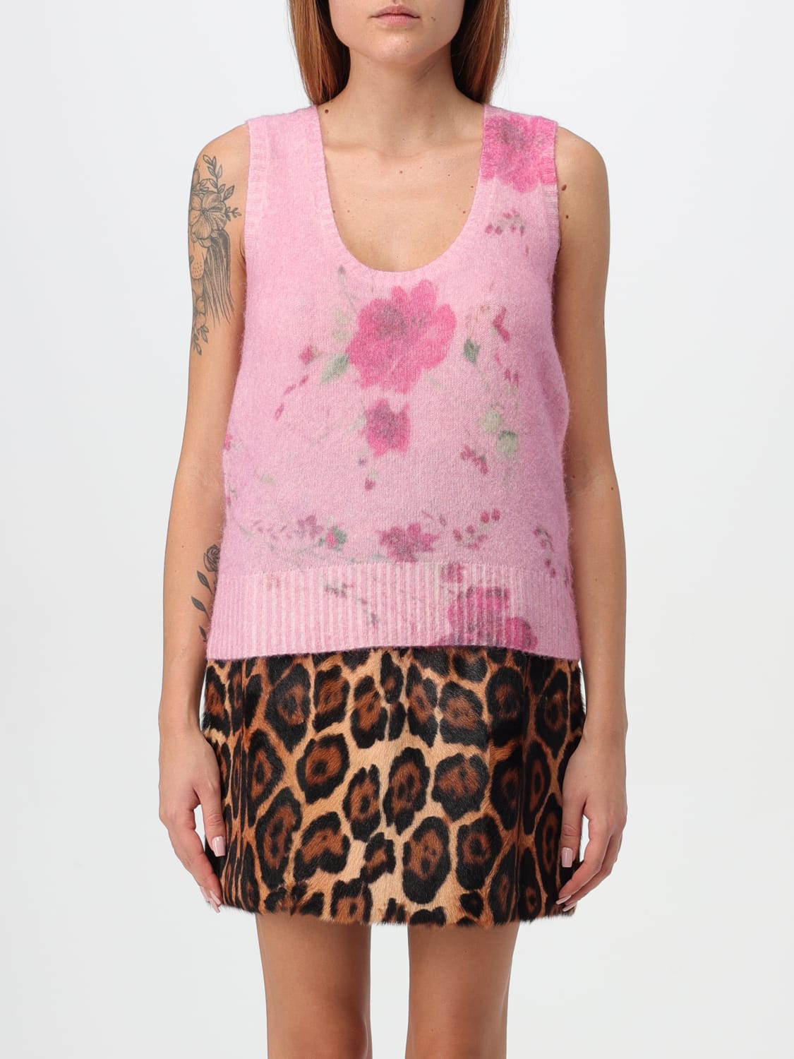 Giglio Top Blumarine in misto lana animalier