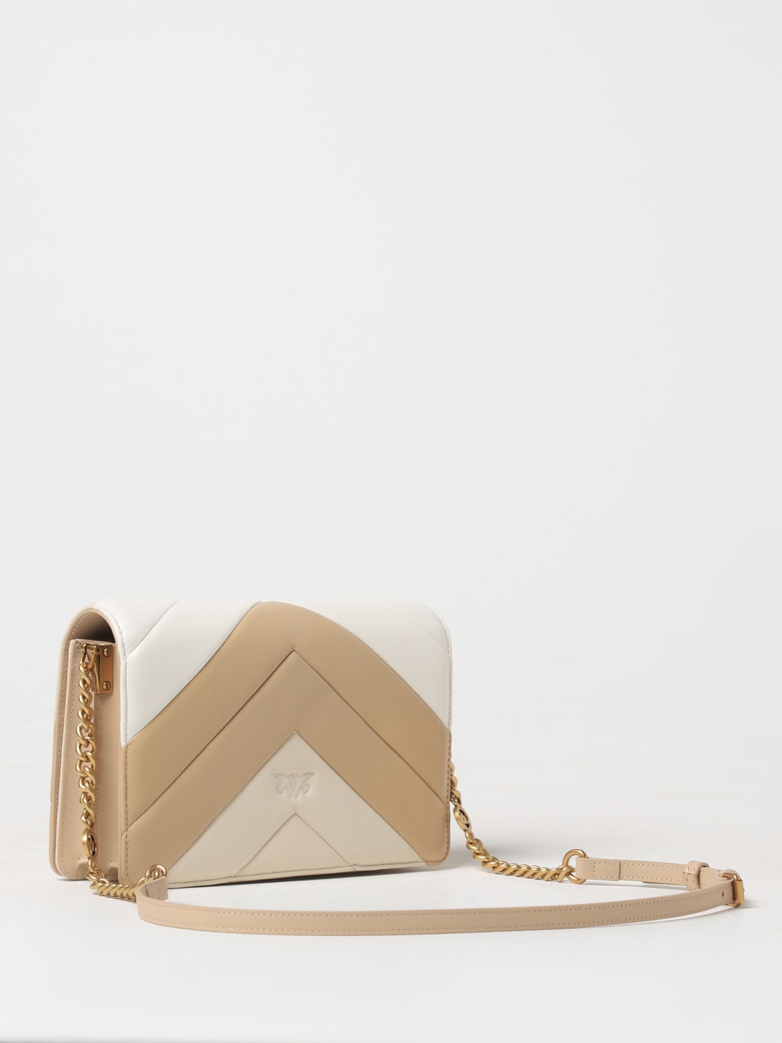 PINKO BORSA A SPALLA: Borsa Love Click Classic Pinko in pelle chevron , Bianco - Img 2