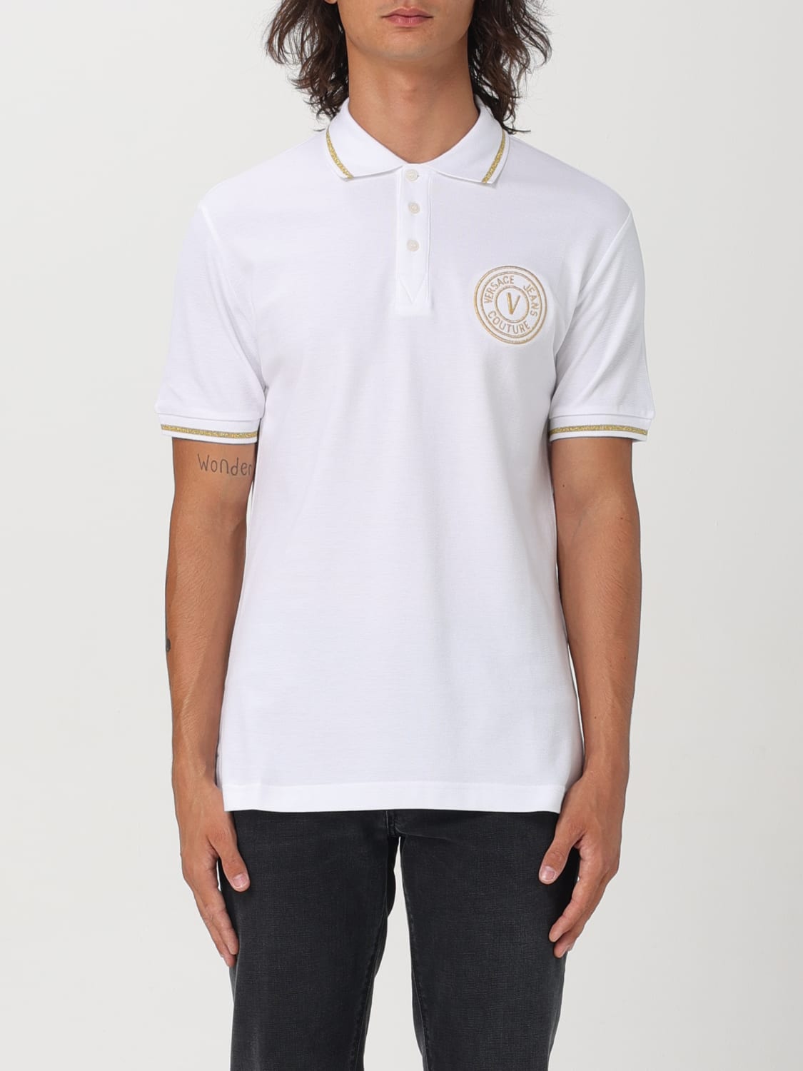 VERSACE JEANS COUTURE POLO SHIRT: Polo shirt men Versace Jeans Couture, White - Img 1