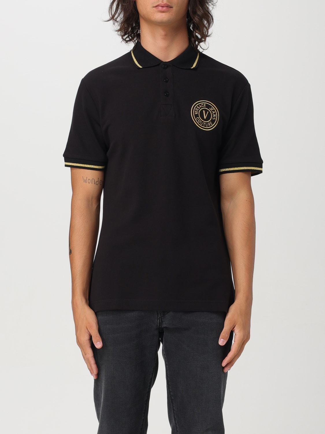 VERSACE JEANS COUTURE POLO SHIRT: Polo shirt men Versace Jeans Couture, Black - Img 1