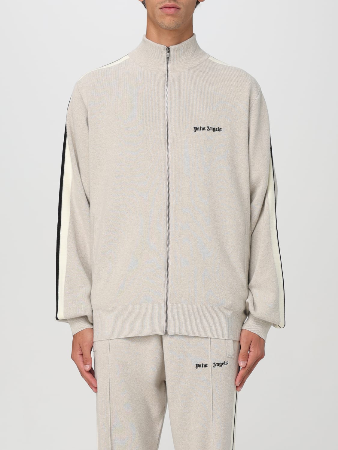 PALM ANGELS SWEATSHIRT: Palm Angels zip-up sweatshirt, Beige - Img 1