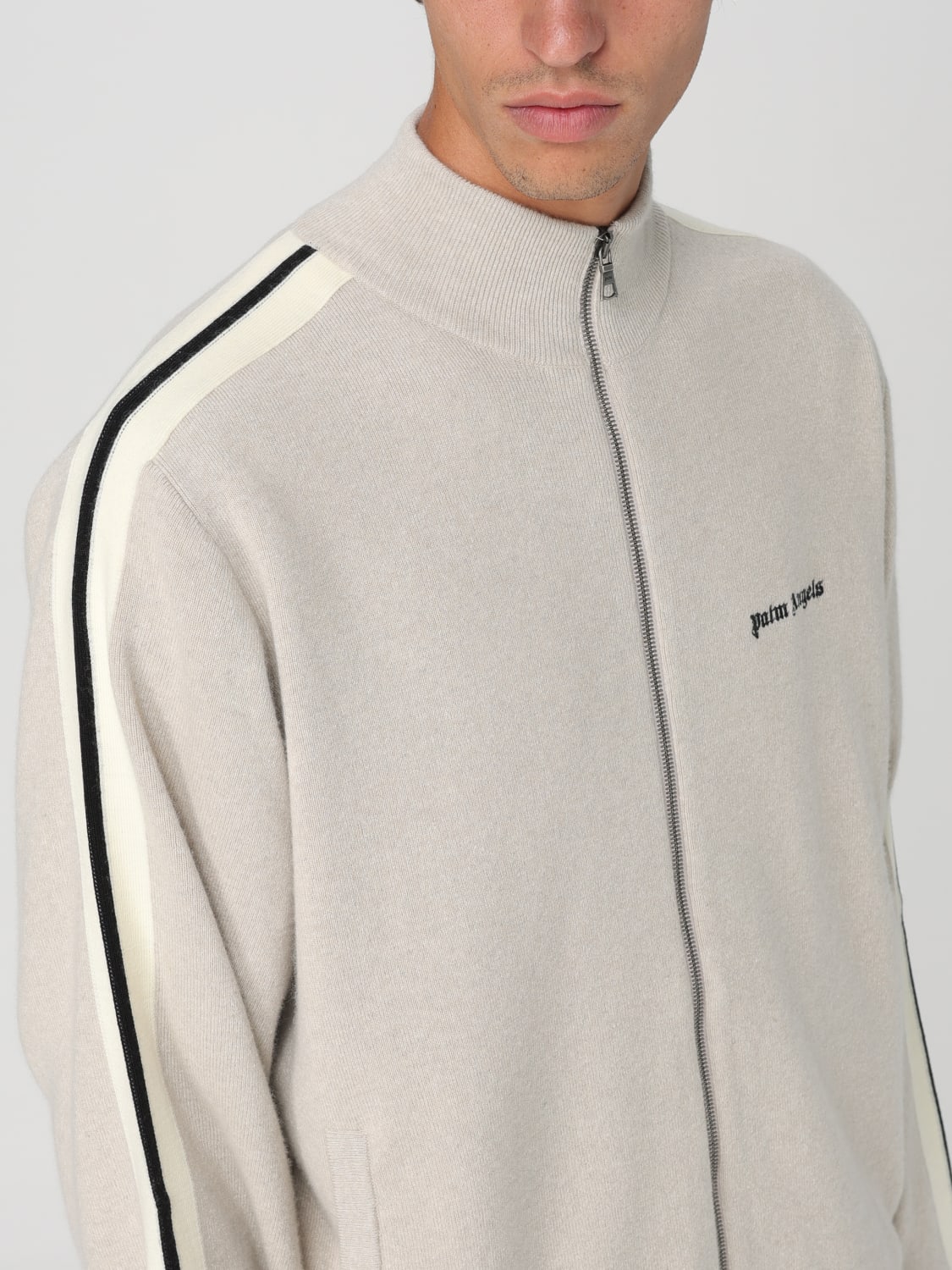 PALM ANGELS SWEATSHIRT: Palm Angels zip-up sweatshirt, Beige - Img 5