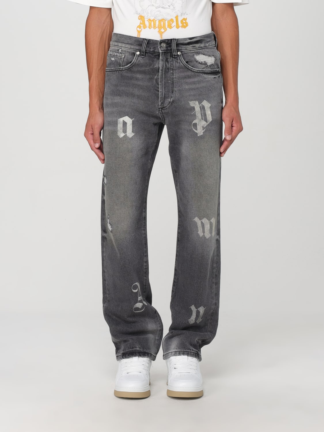 Giglio Jeans Palm Angels in denim di cotone con stampa logo